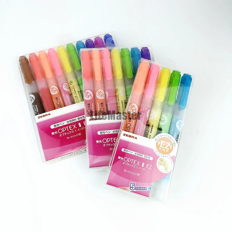 

LifeMaster Zebra Optex 1 EZ Highlighter 4mm 5Colors/7Colors/10Colors Set Marker Pen School and Office Supplies WKS11