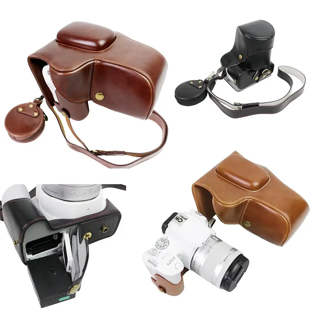 Чехол для цифровой камеры из ПУ кожи чехол с ремешком Canon EOS 200D 250D Rebel SL2 SL3 KISS X9 18-55