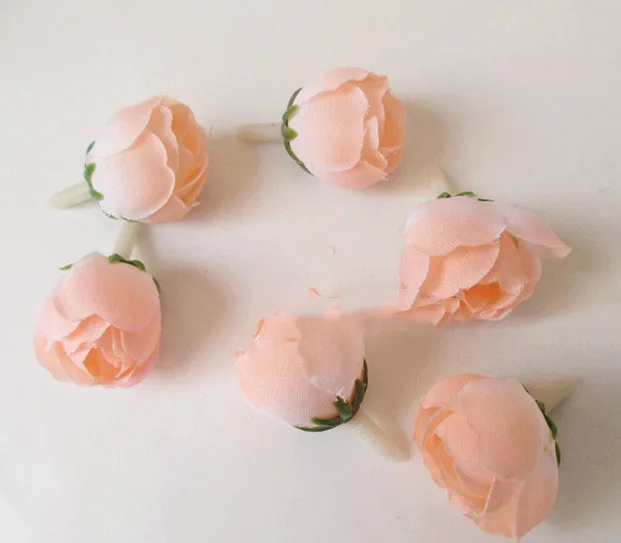 artificial flowers head Simulation of a small tea bud silk flower corsage brooch DIY 2CM | Дом и сад