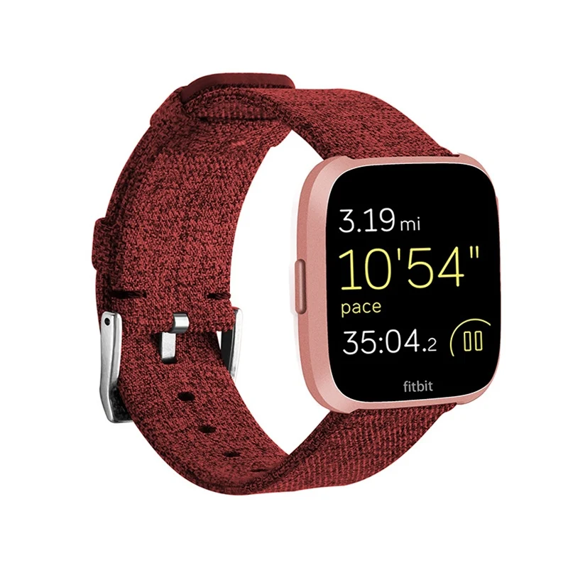 Холщовый ремешок для Fitbit Versa Band Замена стабильный ремешок для часов Fit bit Versa 2 Vesa Lite умный браслет Pulseira - Цвет: Red