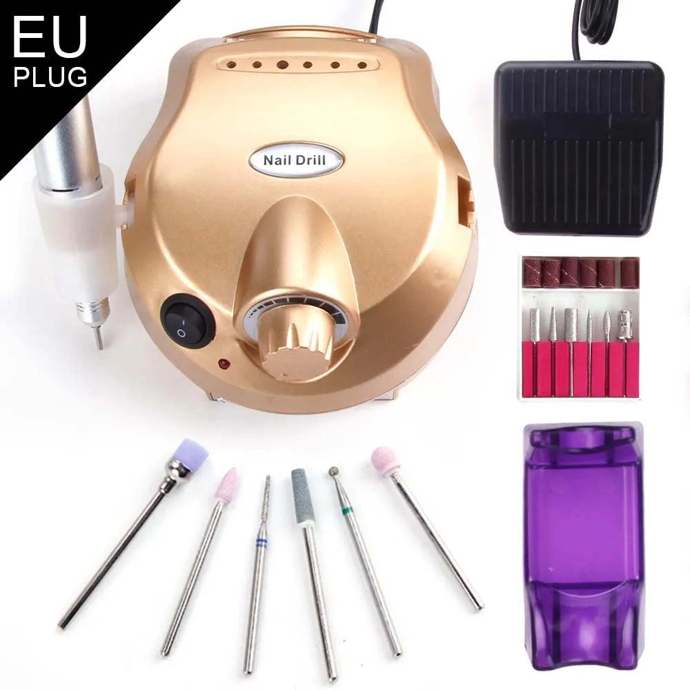 Gold machine Set4 Фрезерный станок, электрический аппарат, дрель для ногтей, маникюрные вращающиеся заусенцы ДЛЯ вольфрамовой отвертки, наконечники, инструменты для полировки - Цвет: Gold machine Set4