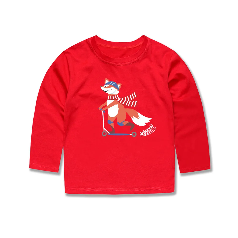 Хлопковая футболка с длинным рукавом детские топы 3d принтом лисы и мультяшных