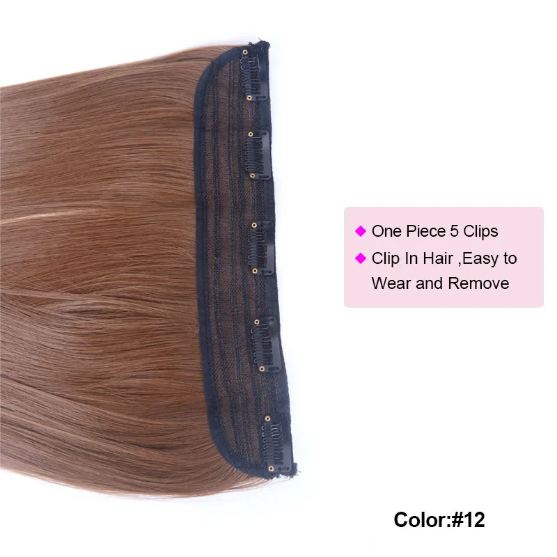 Jeedou Straight Hair 5Clips Clip in One Piece Hair Extension Synthetic Black Brown Color Women's Hairpieces