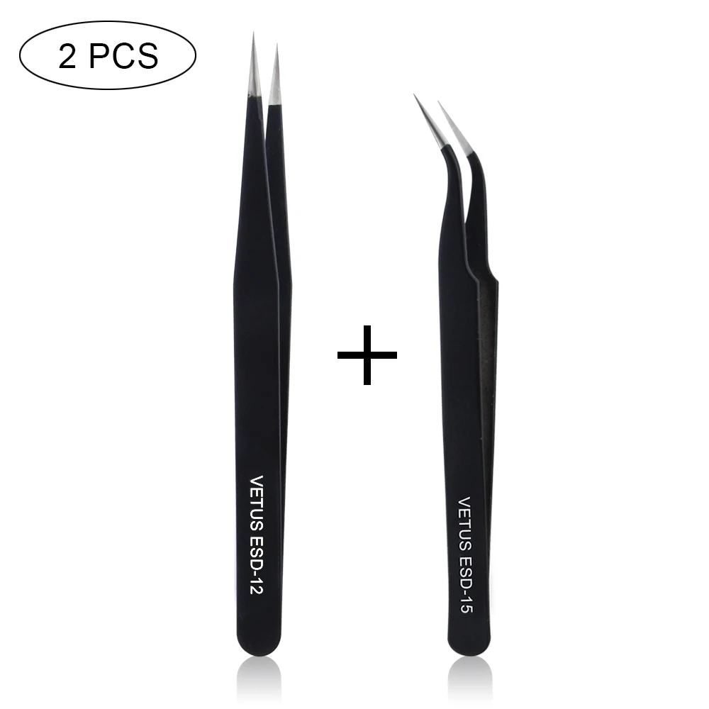 2 Pcs ESD 12 15 AS09 Пинцет для объемных ресниц 3D норковые ресницы Пинцет для наращивания ресниц точный Пинцет для ресниц индивидуальные ресницы Острый пинцет - Цвет: 2 Pcs ESD 12 15