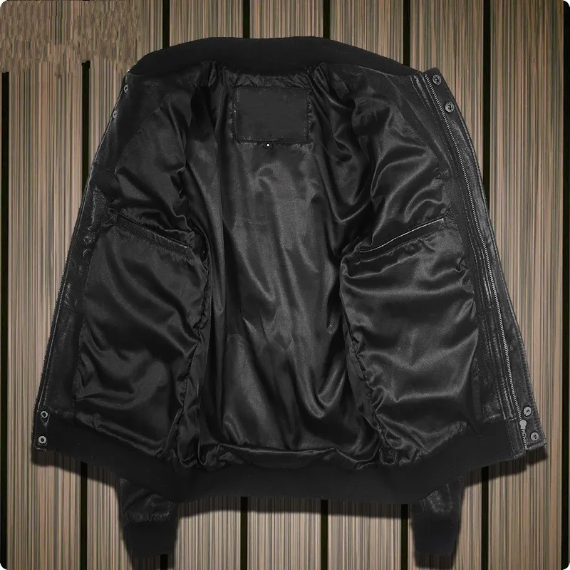 Куртка мужская приталенная из натуральной овечьей кожи мотоциклетный пиджак с