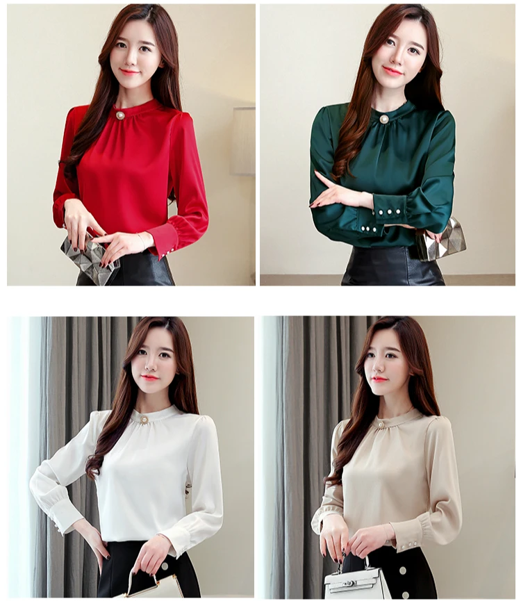 Blusas mujer de moda женские рубашки с длинными рукавами женские топы и блузки женская шифоновая блуза, рубашка Размер Плюс Топы 1418 45