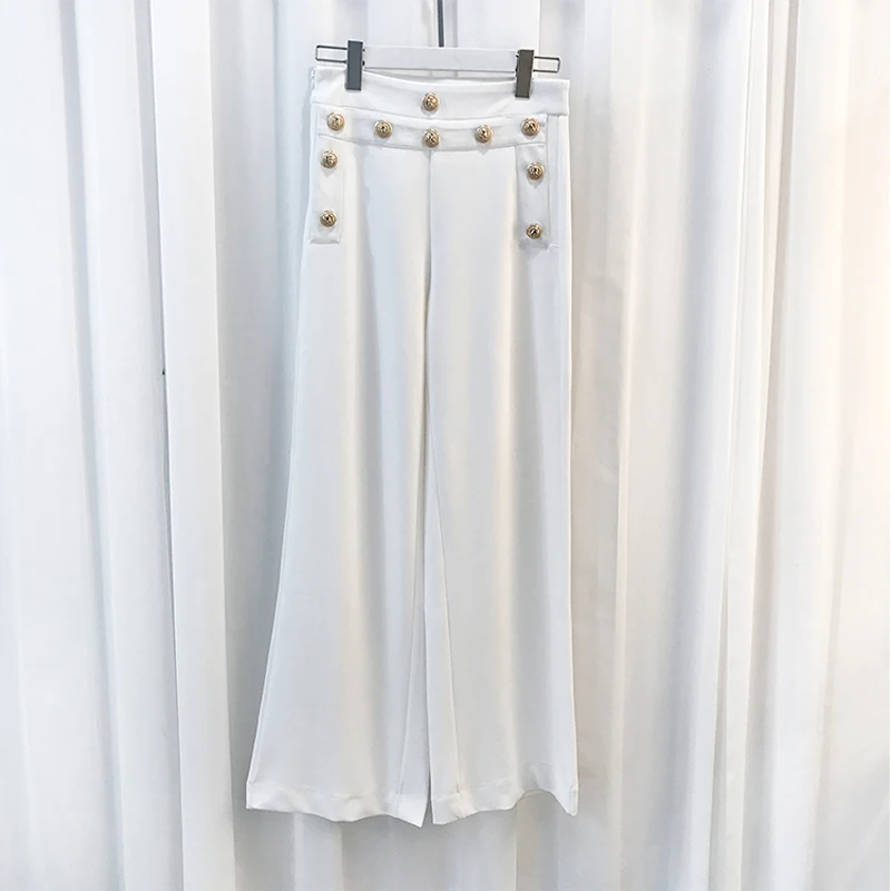 Брюки женские с металлическими кнопками львами 2020|wide leg pants|leg pantsdesigner pant woman |