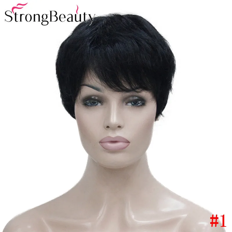 StrongBeauty, короткие прямые парики, синтетические волосы с небольшим монофиламентом, объемные натуральные парики с челкой, 4 цвета на выбор