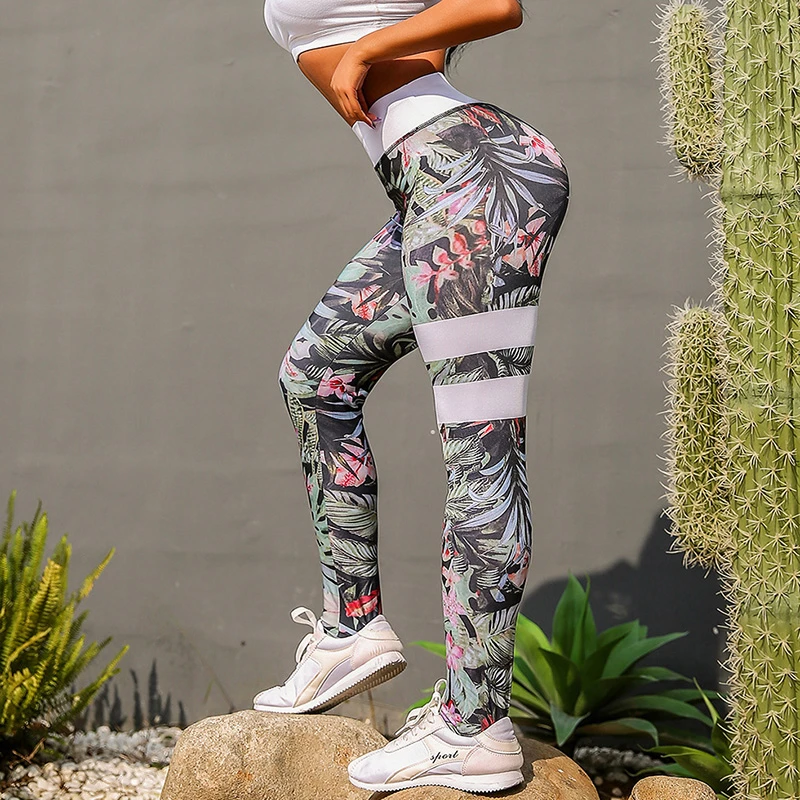 Женские спортивные Леггинсы для бега с принтом супер эластичные тонкие штаны