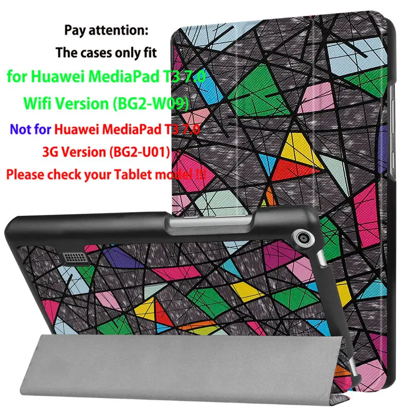 picture 1 Модный чехол для девочек huawei MediaPad T3 7,0 BG2-W09, смарт-чехол из искусственной кожи, чехол для планшета Honor Play Pad 2 7,0, кожа+ пленка+ ручка - Цвет: picture 1
