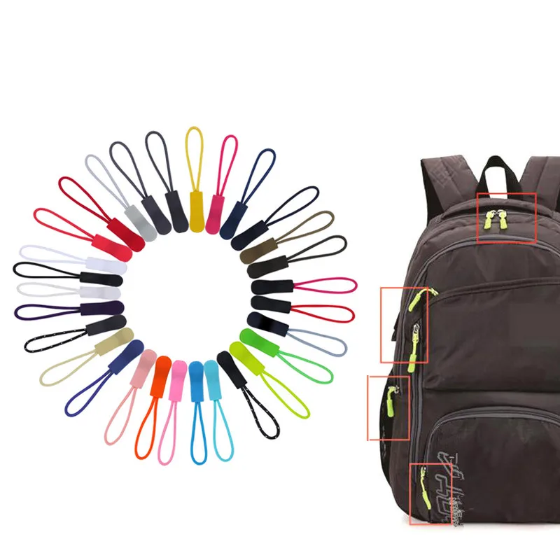 10-100Pcs Color Rope Zipper Pull Apparel Bag Tactical Backpack Accessories Zip Puller DIY Zipper Head Cord Strap Lariat Slider