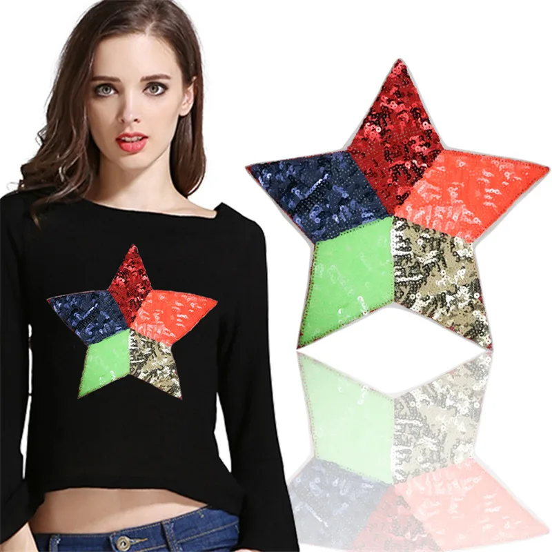 

New Shiny Stars MIX Color Sequined Sew On Patches For Clothes DIY Patch Applique Home Decoration Bag T-shirt Crafts Accessories