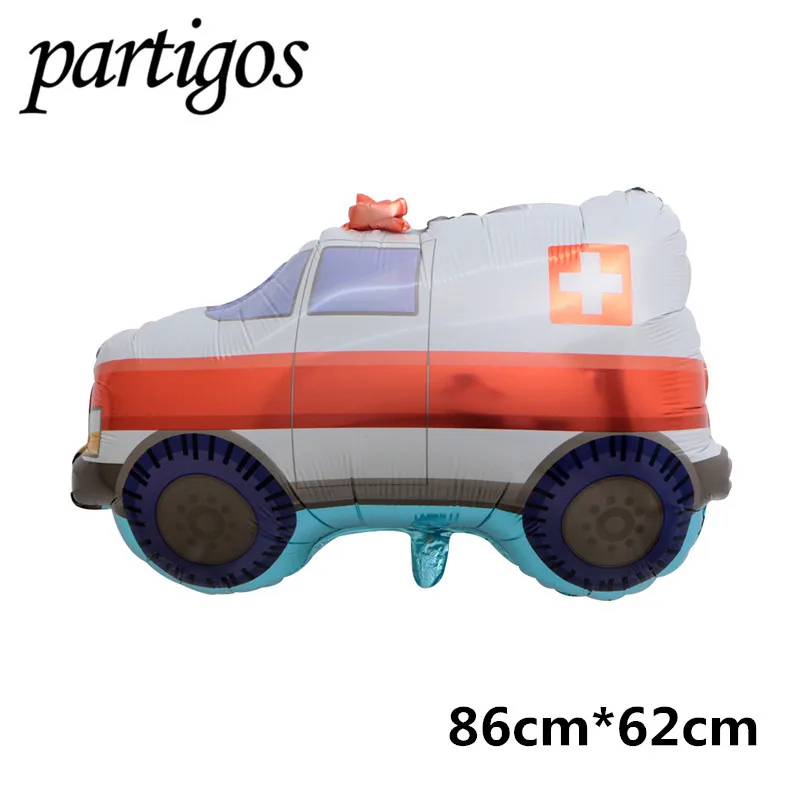 ambulance DIY Мультяшные автомобильные воздушные шары пожарная машина поезд фольгированный шар скорая помощь гелиевые шары Детские подарки День Рождения Декор детские игрушки - Цвет: ambulance