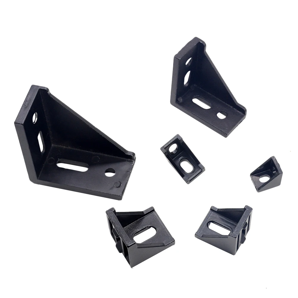 

Aluminum 2020 Corner Bracket Fittings Corner Angle Bracket Connector 2028 3030 4040 Aluminium Profile Black color CNC Router