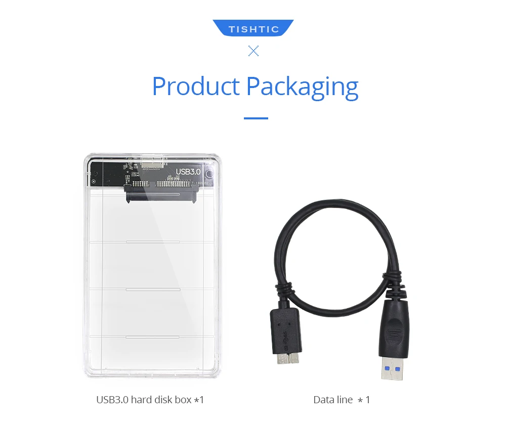 TISHRIC прозрачный 2,5 HDD/SSD чехол коробка жесткий диск Корпус Sata для USB 3,0 адаптер UASP протокол до 2 ТБ чехол для жесткого диска