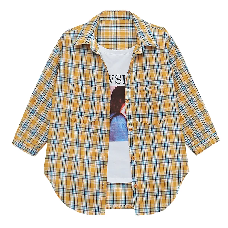 

Fake Two Blouses Women's Summer 2020 New Popular Korean Seven-Sleeve Blouse