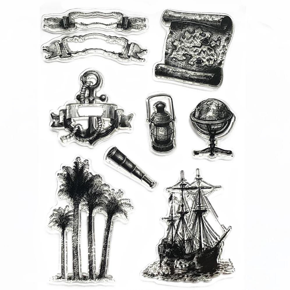 

Happymems adventure clear stamps for scrapbooking explore card making decoration paper craft treasure map rubber stamps
