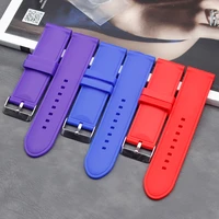 silicone strap male 24mm high quality outdoor waterproof soft sports strap ladies rubber strap buckle accessories