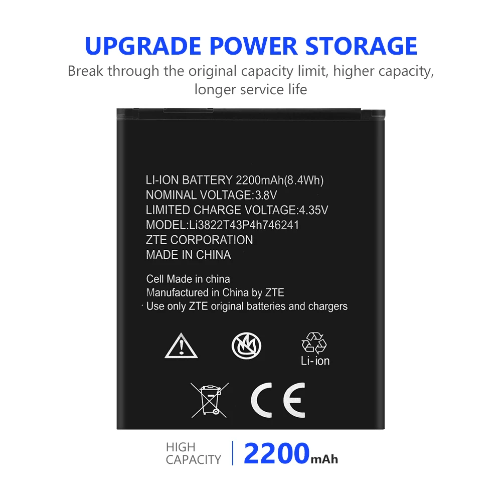 2200mAh литий-ионные запасные батареи для мобильного телефона Li3822T43P4h746241 для zte Blade L4 Pro A465 A475 TWM Amazing X3s