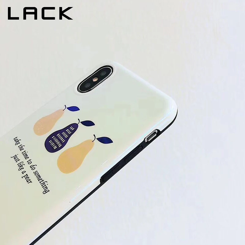 LACK Cartoon Fruit Pear Phone Case For iphone X 6 6S 7 8 Plus Back Cover Fashion Blu-ray Glossy Cases Lovely Letter Coque Funda |