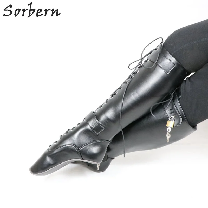 Sorbern Custom расклешённые Heelless сапоги для женщин балетные туфли на 20 см унисекс большие размеры Сапоги до колена Женские Сапоги выше колена