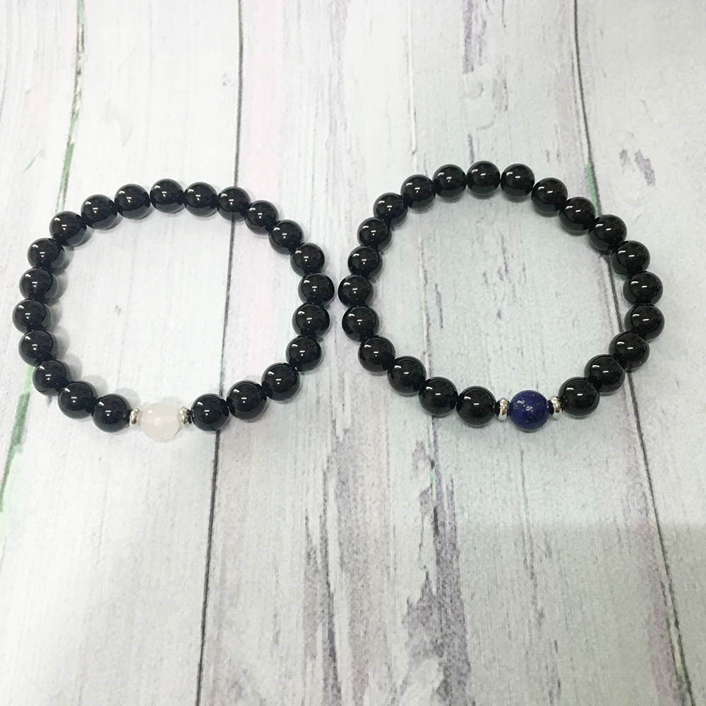 Ruberthen AAA Grand Black Tourmaline Designer Couples Bracelets Anniversary Girlfriend or Boyfriend Engagement Gift | Украшения и