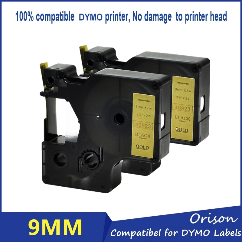 2 шт. Dymo 40923 черный на gold label Клейкие ленты совместимый для DYMO D1 принтер этикеток