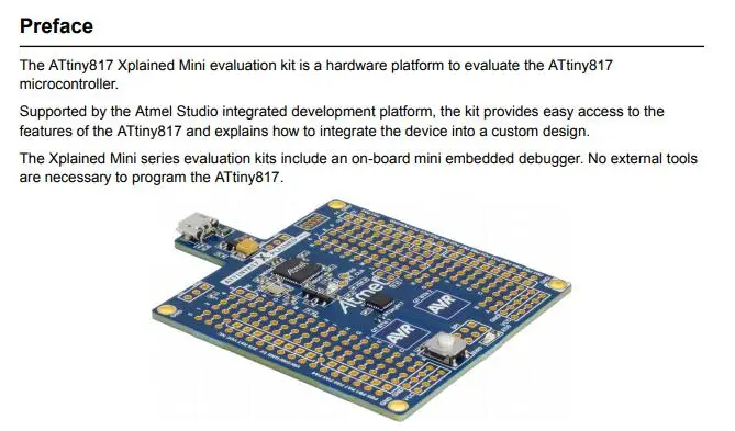1 шт х ATTINY817-XMINI ATtiny817 Xplained мини ATtiny AVR MCU 8-битный встроенный отладочная плата