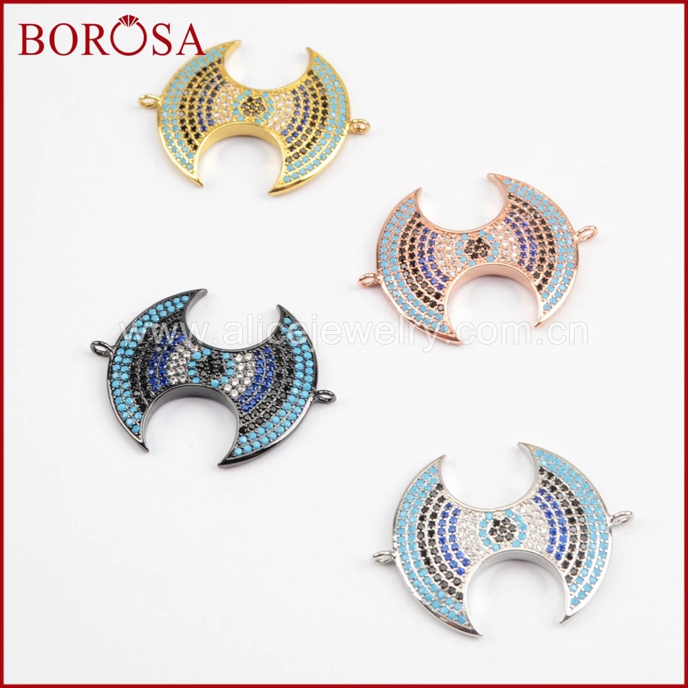 BOROSA 6 шт. Радужный микро проложить CZ Цирконий двуглавый топор соединитель для DIY