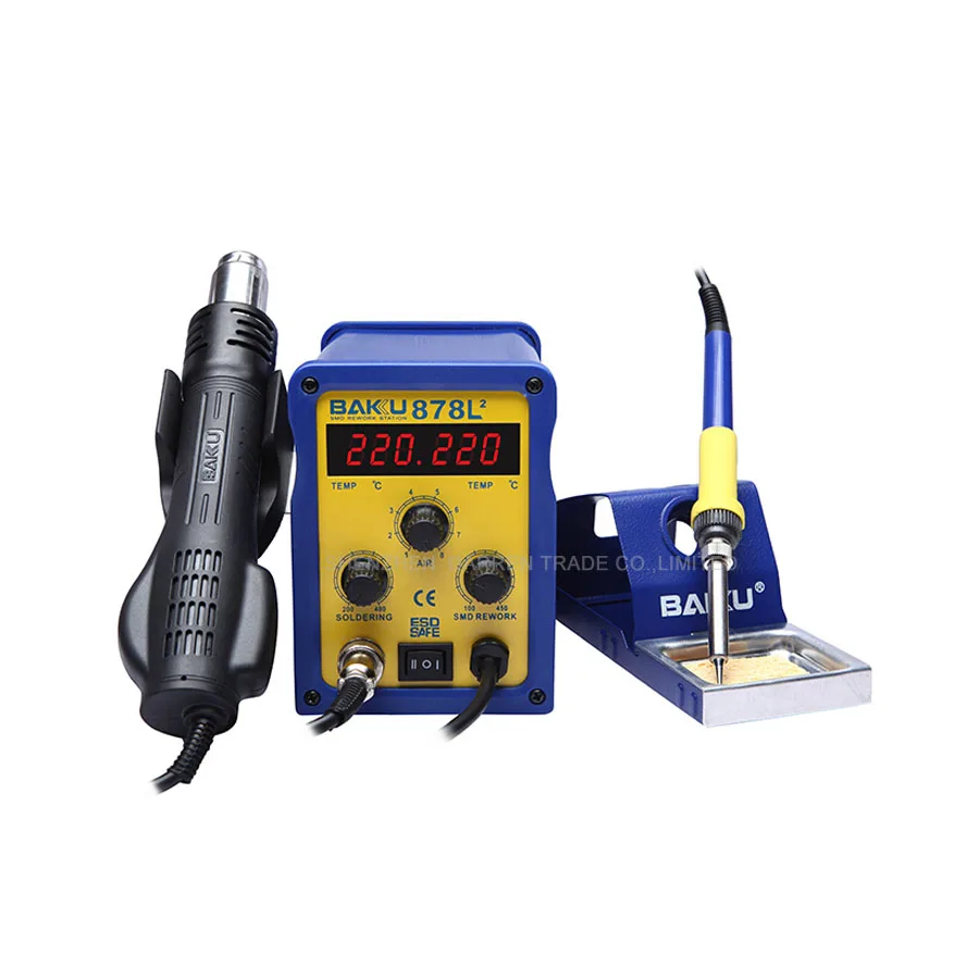 BAKU 878L2 Wind Hot Air Soldering Station 110/220V with Heat Gun and English Manual LED Digital Display 1PC