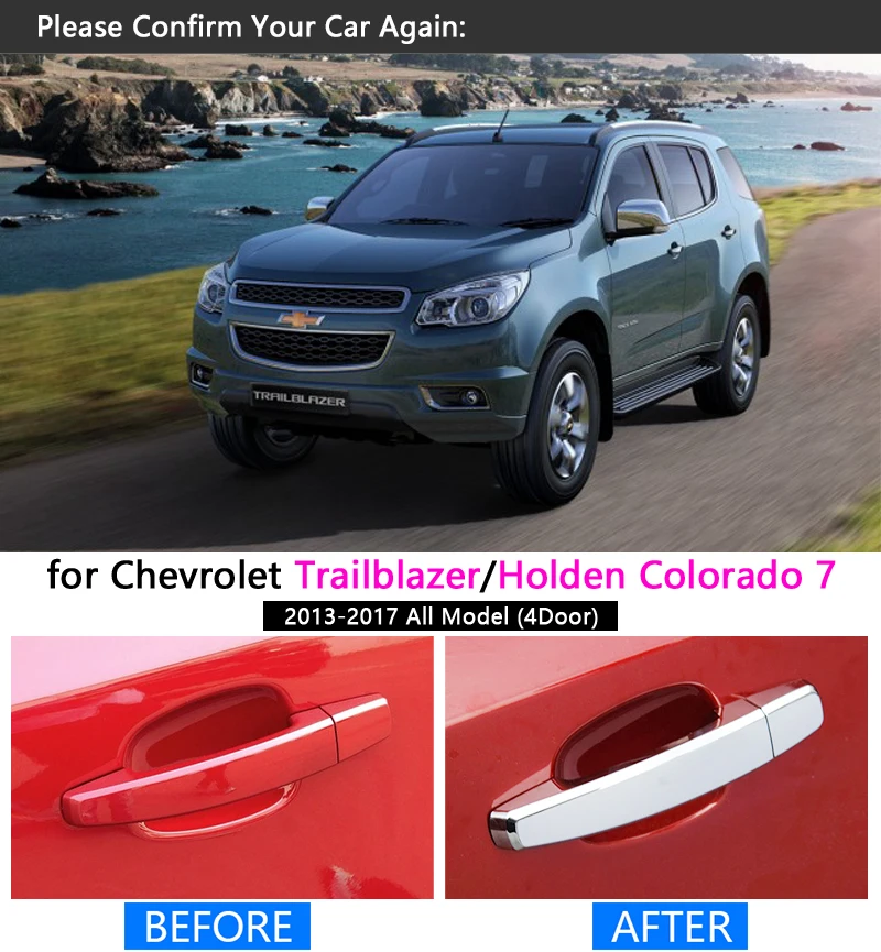 Хромированная накладка на ручку для Chevrolet Trailblazer 2013 2014 2015 2016 2017 2018 2019 SUV Holden corolla ado 7