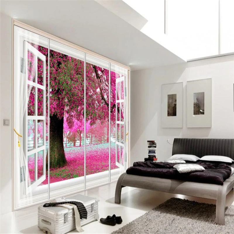 Пользовательские 3d обои Вишневое дерево росписи ТВ фон гостиной спальни