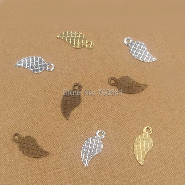 Vintage Flat Leaf Shape Tiny Charms Beads Brass Links Wrap DIY Earrings Pendants Findings Mixed Colors European | Украшения и
