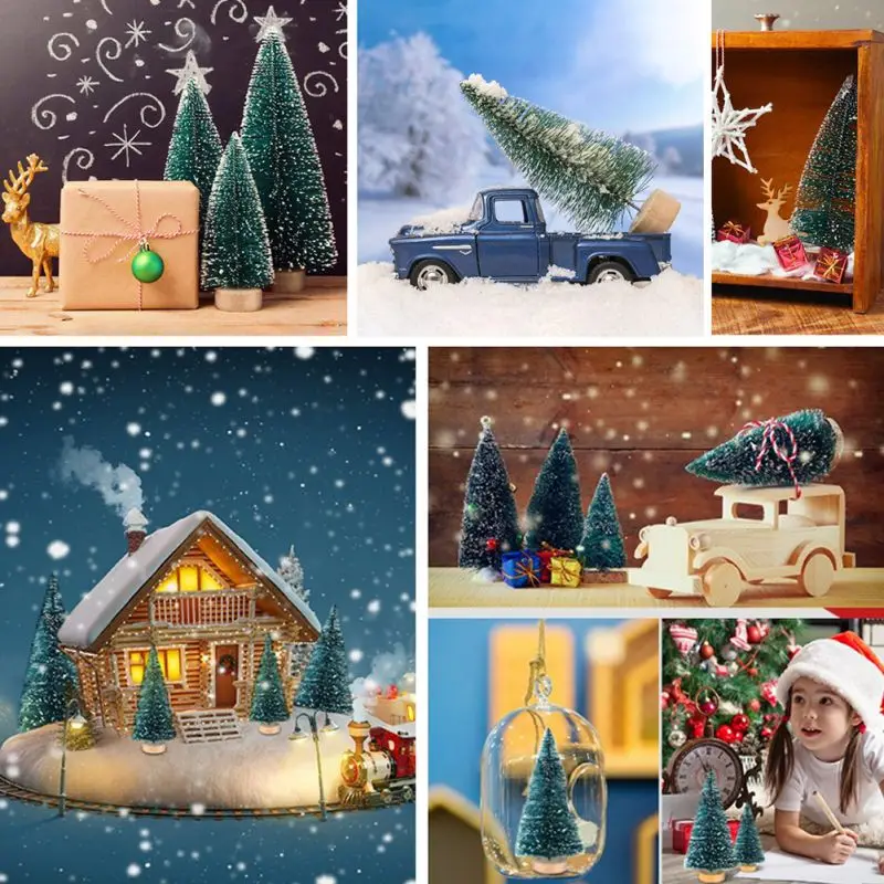 Christmas Tree Decor Ornaments Desktop DIY with Wooden Base Party Home 3Pcs H1 | Дом и сад