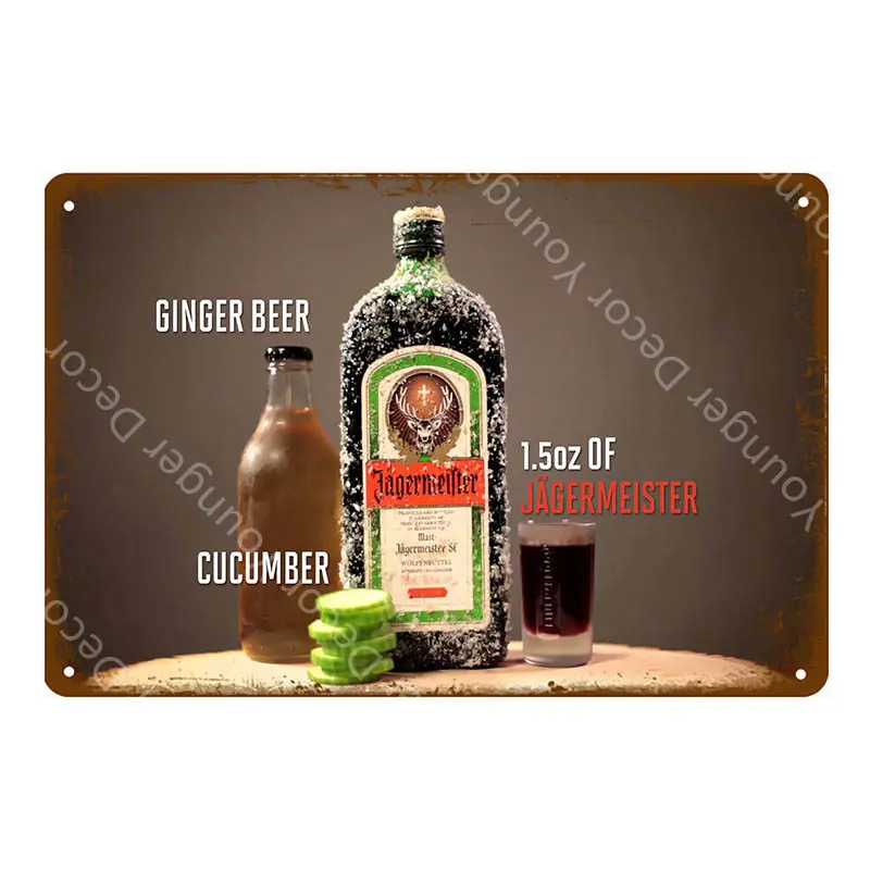 YD4134F Jagermeister голова оленя металлический плакат Jager бомбы винная тарелка винтажная Настенная Наклейка Паб Бар домашний декор напиток Пиво Виски жестяные знаки - Цвет: YD4134F