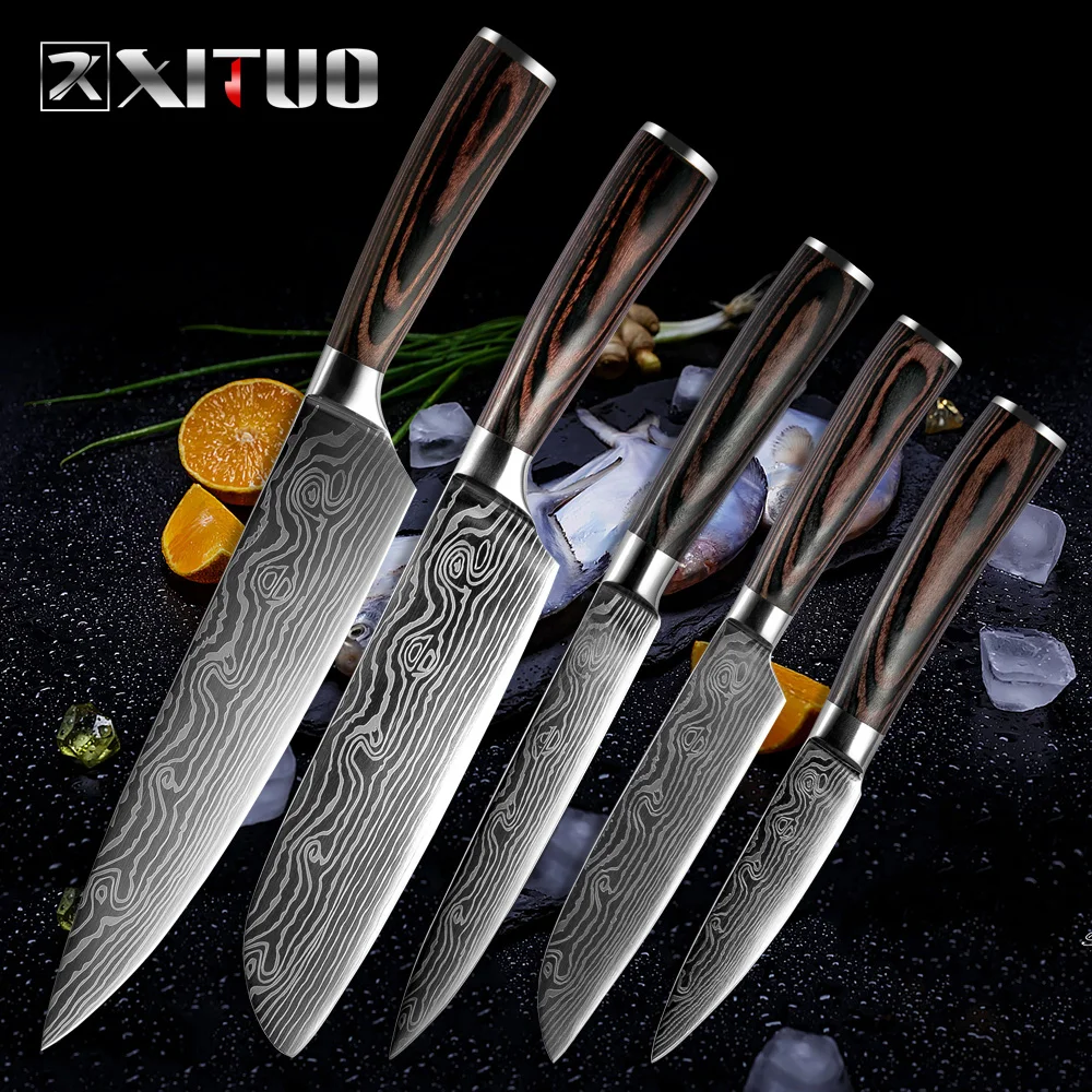 XITUO новые кухонные ножи для салонов красоты Santoku нарезка шеф повара Дамасские