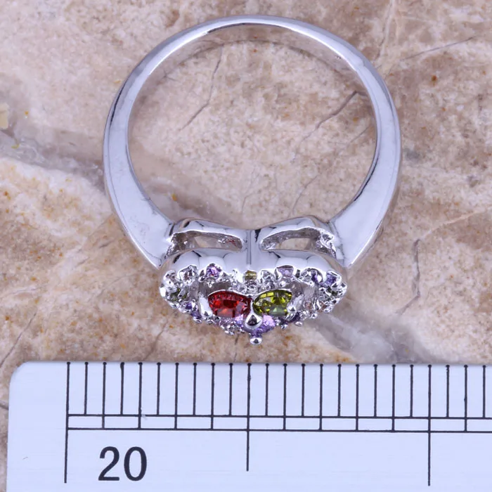 Tantalizing Multicolor Red Garnet Silver Plated Heart Ring Size 6 / 7 8 9 R0177 | Украшения и аксессуары