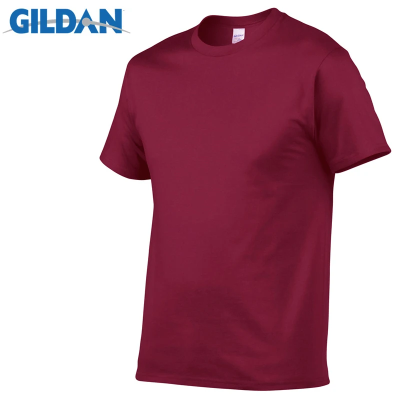 1 PCS Gildan Quality Men's Summer 100% Cotton T-Shirt Men Casual Short Sleeve O-Neck T Shirt Comfortable Solid Tops Tees