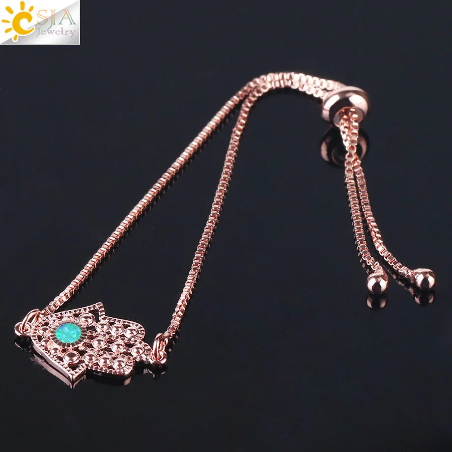 Женский браслет с опалом CSJA ручной на удачу регулируемый опалом|Цепочки и