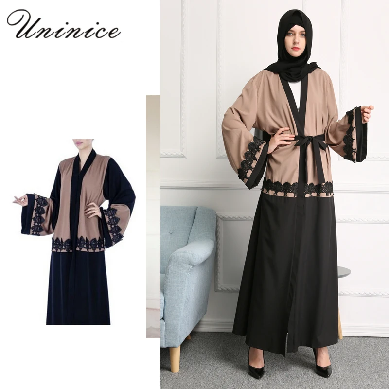 Мусульманский абайя платье Элегантное кружевное с вышивкой и изображением