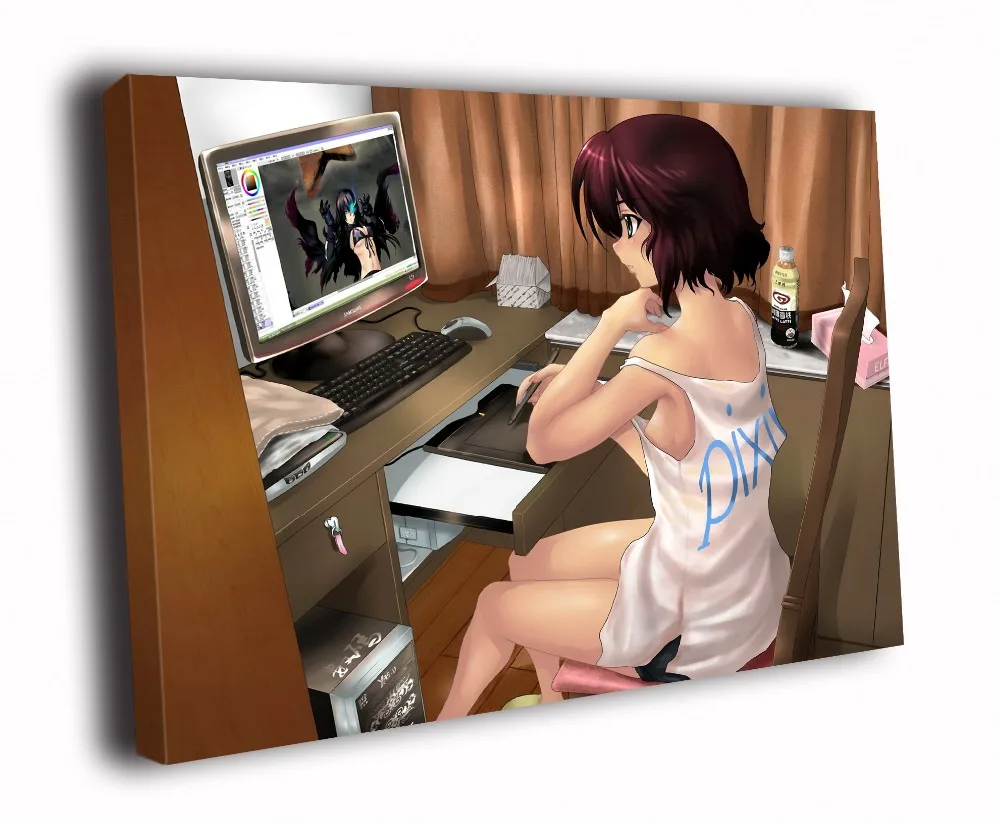HD холст печать картина Рисунок Сексуальная милая девушка компьютер аниме