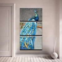canvas paintings watercolor abstract peacock framework hd prints pictures 3 pieces posters wall art for living room home decor