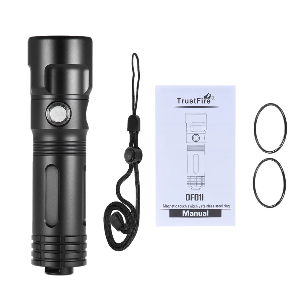 

TrustFire DF011 Cree XP-LV6 1000 Lumens 3 Modes Diving Flashlight Torch Light Waterproof Underwater 50m with 1*26650 Battery