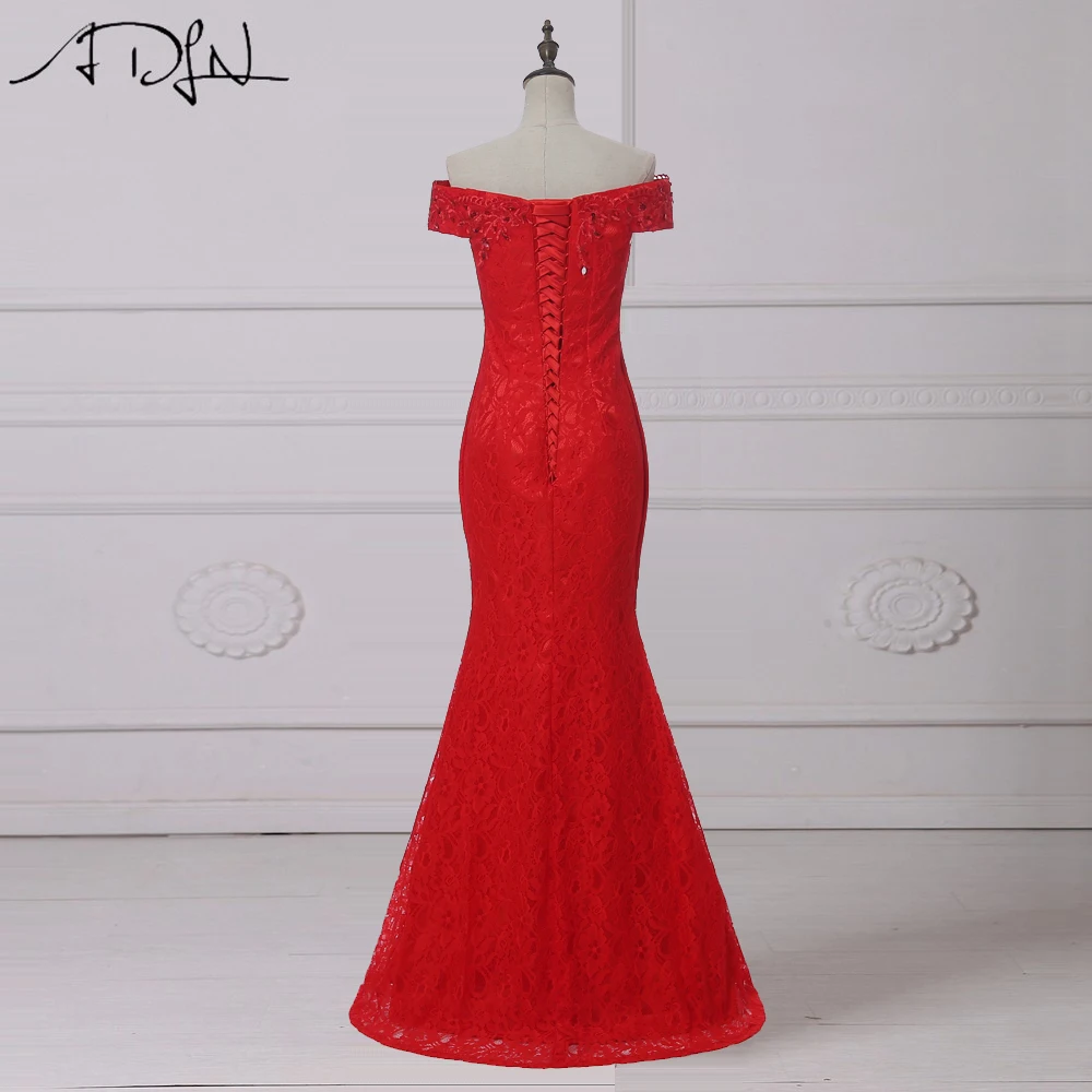 ADLN Дешевые Кружевные Длинные вечерние платья Русалка с открытыми плечами