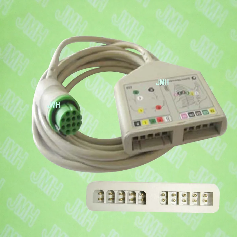 Compatible with 12 pin Datex-Ohmeda S/5 ECG Machine the multi-link 10-lead trunk cable, AHA or IEC