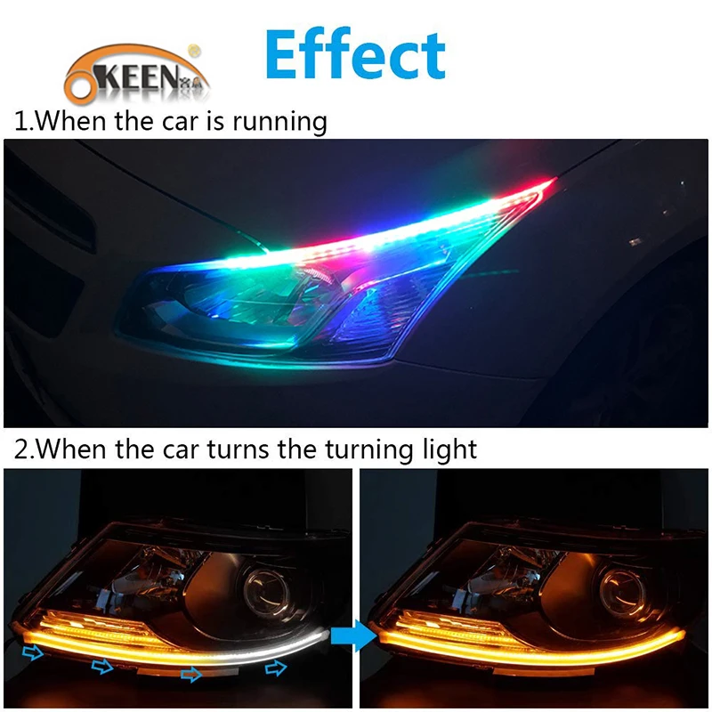 OKEEN 12В Автомобильный светодиодный DRL дневные ходовые огни RGB фонарь для фар