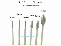 jrealmer 10pcs 2 35mm shank tip diamond burrs bits dremel burr rotary tool dental engraving etching abrasive tool