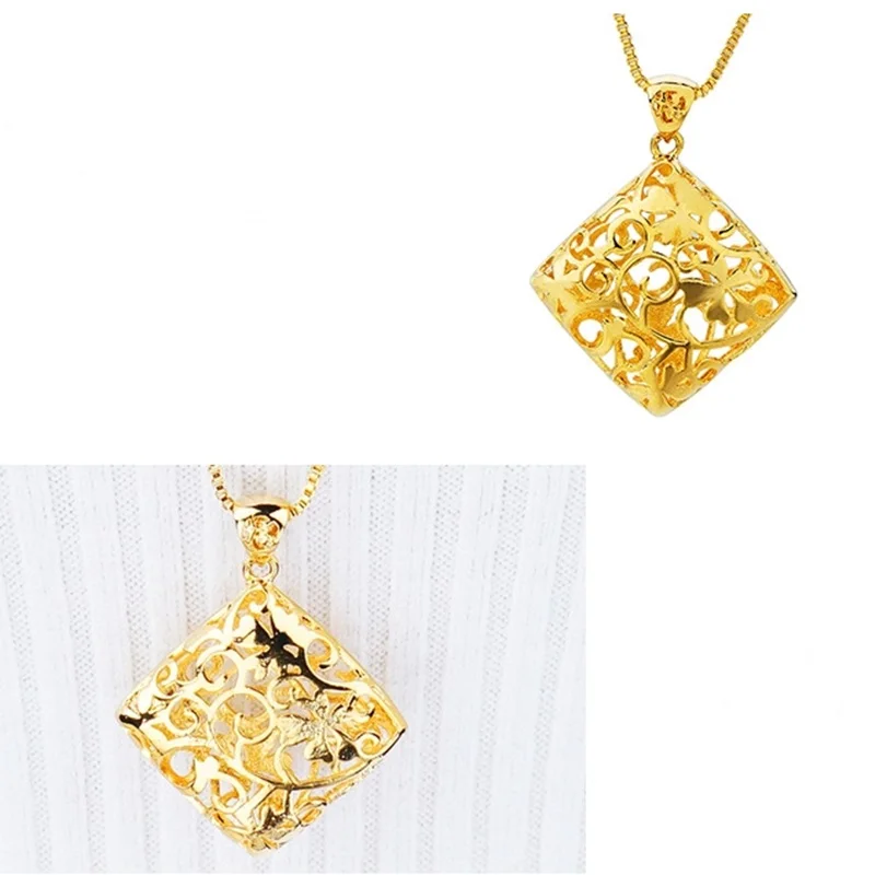 OMHXFC Wholesale European Fashion Woman Man Unisex Party Birthday Wedding Gift Hollow Rhombus 18KT Real Gold Charm Pendant PN21 | Украшения