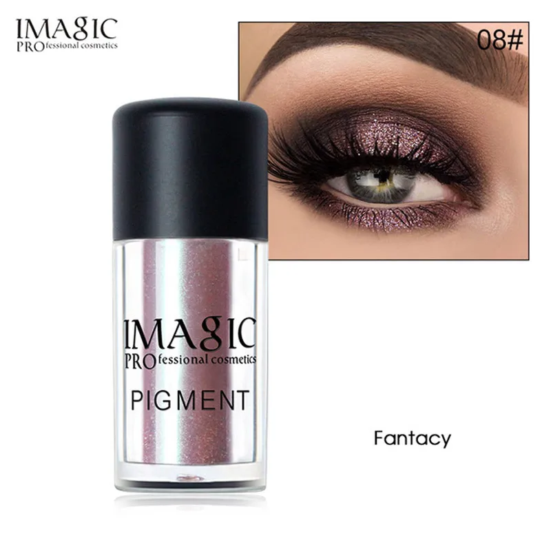 08 IMAGIC блеск для век металлик Loose Powder Водонепроницаемый Shimmer пигменты 9 Цвета тени для век с Кисточки для макияжа - Цвет: 08