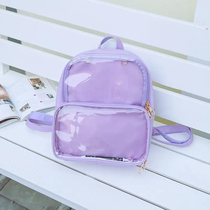 Милые прозрачные женские рюкзаки из ПВХ желеобразные цветные школьные сумки для
